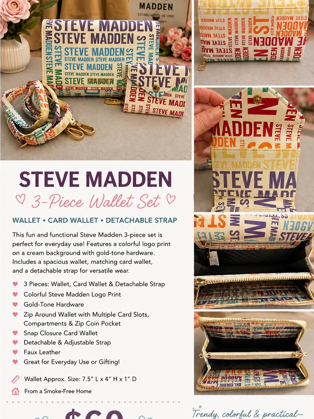 🌈 Steve Madden 3-Piece Wallet Set 🌈